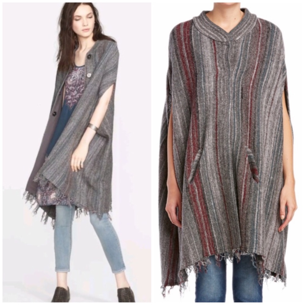 Free People fringe blanket sweater poncho coat M/L